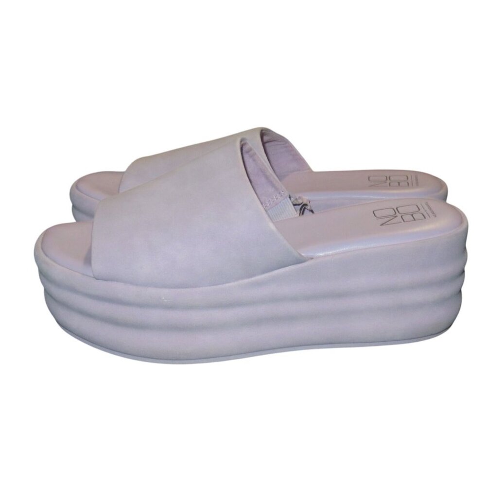 No Boundaries NOBO Lilac Vegan Leather Platform Slides Sandals